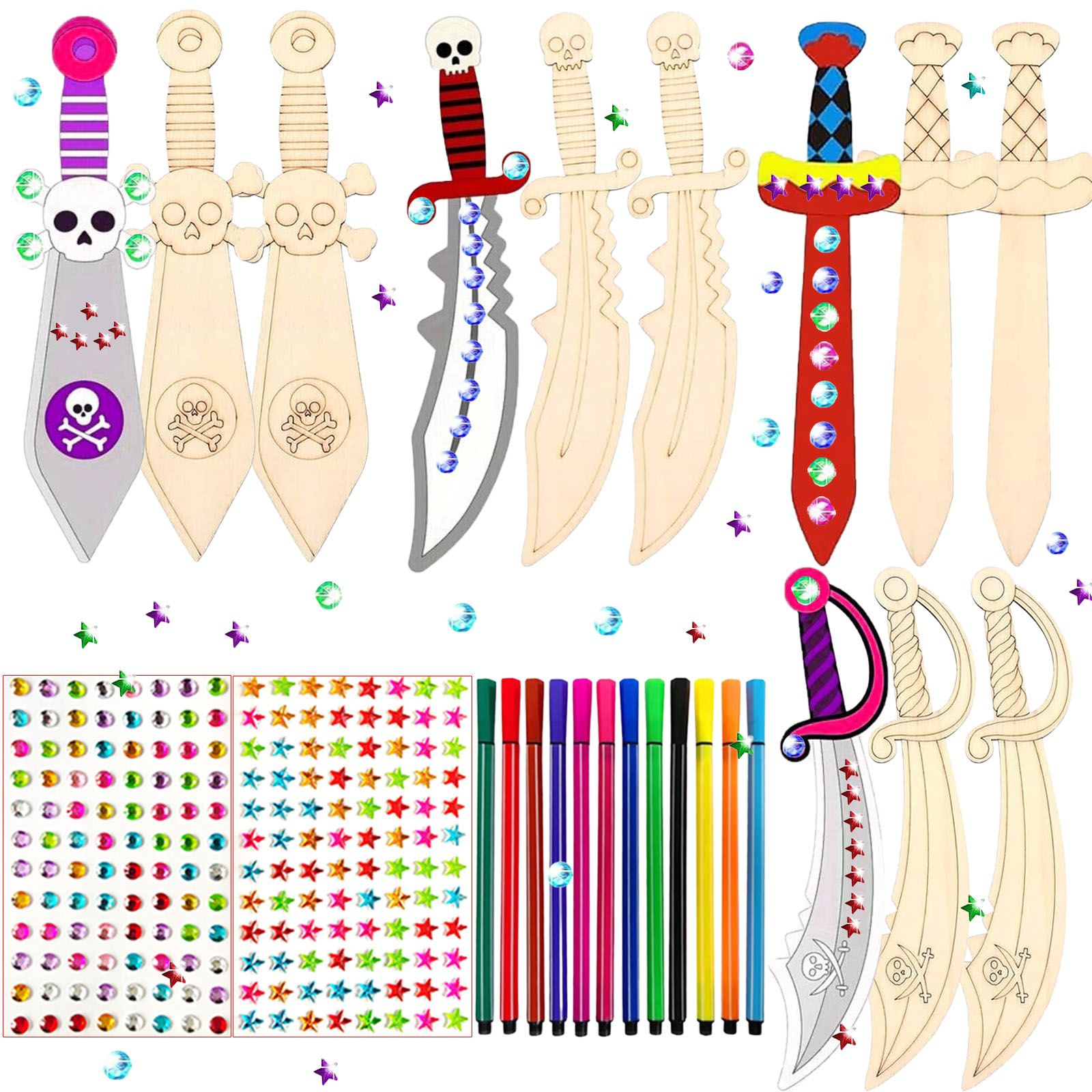 Soap Making Kit For Kids - 216PCS 미완성 DIY 나무 해적 칼