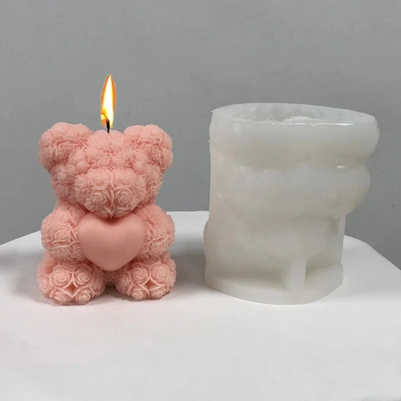 Soap Making In Home - 3D 곰 포옹 사랑 실리콘 캔들
