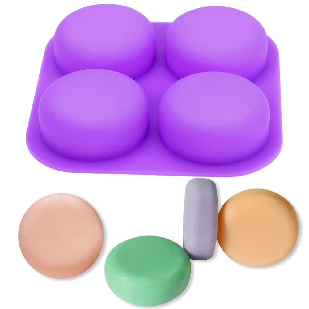 Soap Making Designs - 1-2개입 4구 재사용 가능한 원형 실리콘