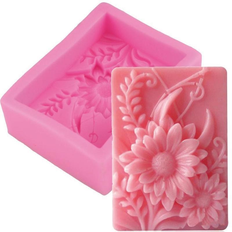 Soap Making Experiment - 1pc 3D 사각형 장미 꽃 실리콘
