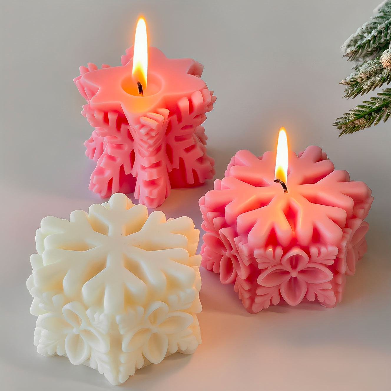 Soap Making Designs - 크리스마스 눈송이 기둥 양초 금형 DIY