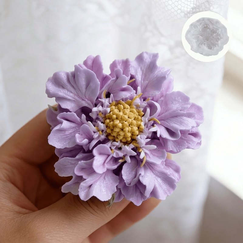 Soap Making Designs - 1개의 몽환적인 파란색 화분 꽃 실리콘
