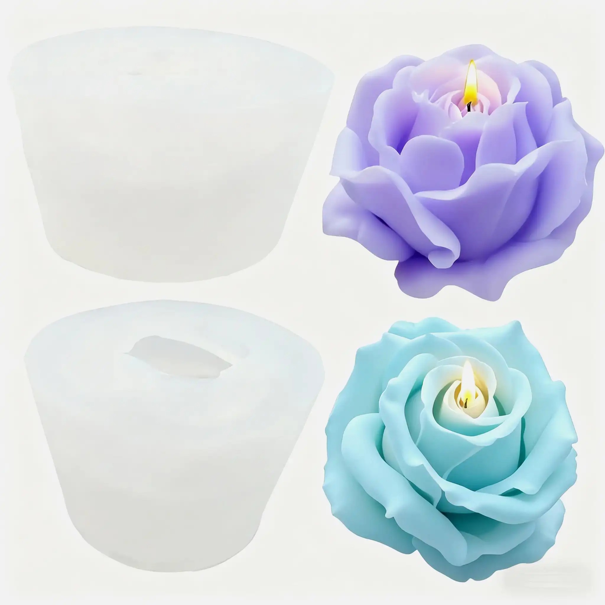 2개입 로맨틱 3D 장미 실리콘 캔들 몰드 - 재사용  - Soap Making In Home 리뷰 및 가격