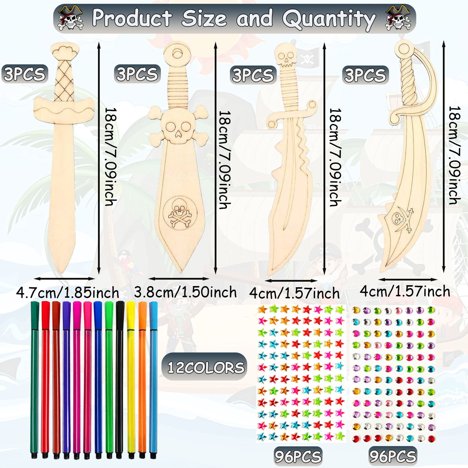 216PCS 미완성 DIY 나무 해적 칼 세트, 나무  - Soap Making Kit For Kids 리뷰 및 가격