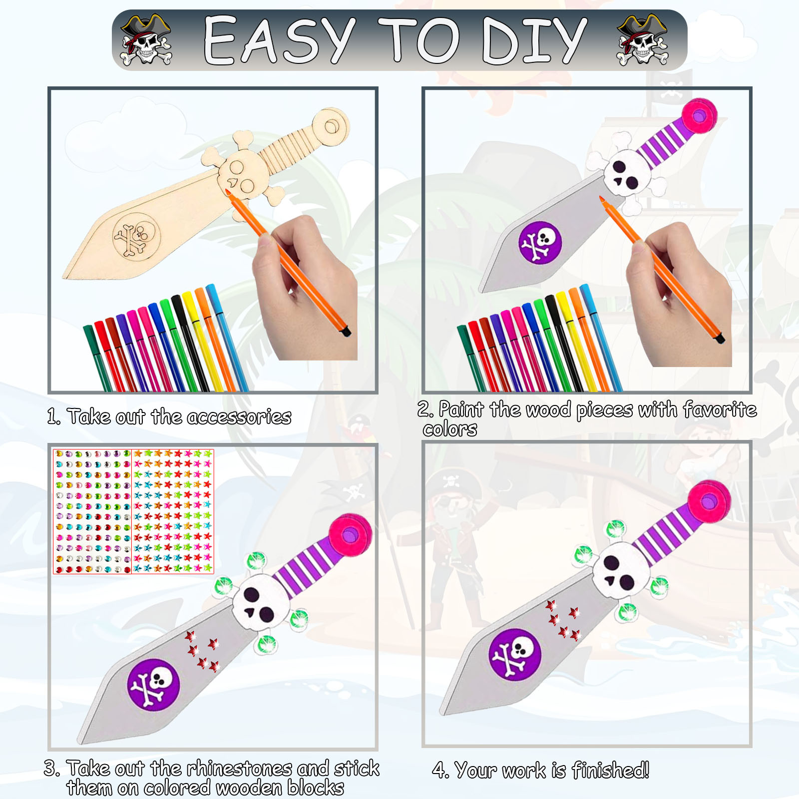 216PCS 미완성 DIY 나무 해적 칼 세트, 나무  - Soap Making Kit For Kids 리뷰 및 가격