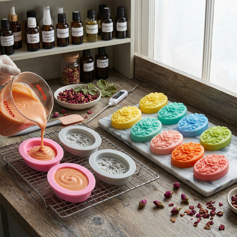 4개의 꽃 모양 실리콘 몰드, 쉽게 탈형이 가능하고 재 - Soap Making Designs 리뷰 및 가격